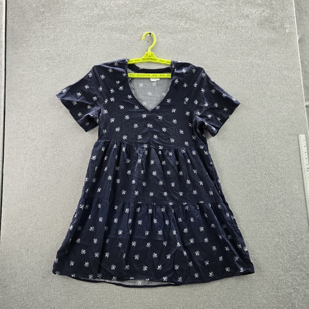 Old Navy Women Dress M Blue Floral Fit & Flare Cottagecore Short‎ Sleeve
